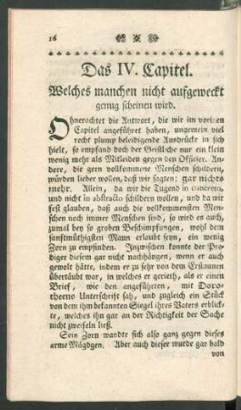 Das IV. Capitel. Welches manchen nicht aufgeweckt genug scheinen wird.