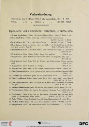 Japanische und chinesische Porzellane, Bronzen usw. (Nr. 1-43)