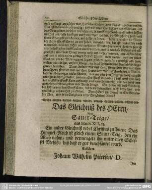 Das Gleichniß des Herrn, vom Sauer-Teige, aus Matth. XIII,33. ...