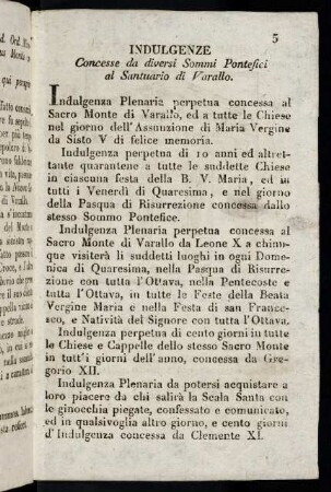 5 Indulgenze