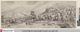 [Large River Landscape with a Town; Große Flusslandschaft mit einer Stadt]