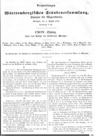 194. Sitzung, Stuttgart, 4.8.1849