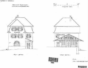 Essendorf: Empfangsgebäude mit Güterschuppen Giebelansichten