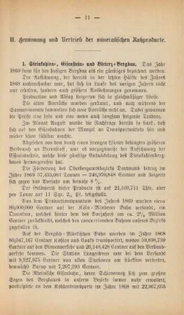 II. Gewinnung und Vertrieb der mineralischen Rohproducte.
