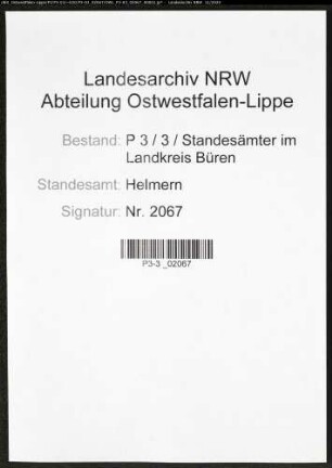 Sterberegister Standesamt Helmern