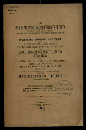 De Tyro ab Alexandro Magno oppugnata et capta