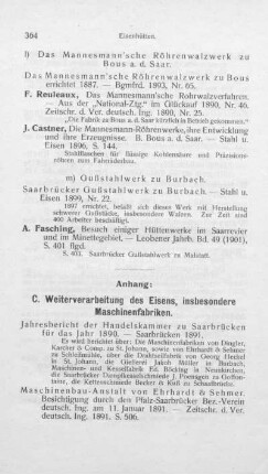 C. Weiterverarbeitung des Eisens, insbesondere Maschinenfabriken.