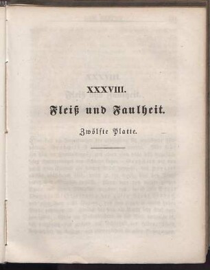 XXXVIII. Fleiß und Faulheit. Zwölfte Platte.