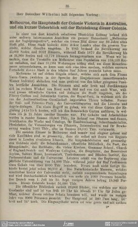 Melbourne, die Hauptstadt der Colonie Victoria in Australien, und ein kurzer Ueberblick seit der Entstehung der Colonie