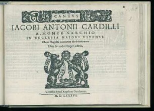 Giacomo Antonio Cardillo: Sacrarum modulationum. Liber secundus. Cantus