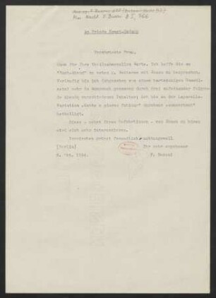 Brief an Frieda Kwast-Hodapp, 06.10.1914