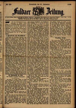 Ausgabe vom Samstag, den 25. September 1886.