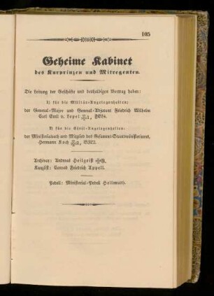 Geheime Kabinet des Kurprinzen und Mitregenten.