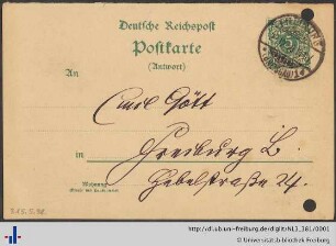 Nachlass Emil Gött : Postkarten und Briefe von Georg Sinner an Emil Gött