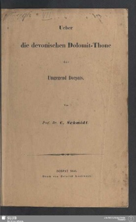 Ueber die devonischen Dolomit-Thone der Umgegend Dorpats