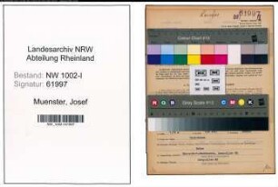 Entnazifizierung Josef Muenster, geb. 20.08.1907 (Ingenieur)