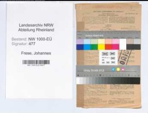 Entnazifizierung Johannes Frese, geb. 08.10.1886 (Zollbeamter)