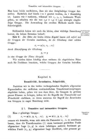 Kap. 8. Transitivität, Invarianten, Primitivität.