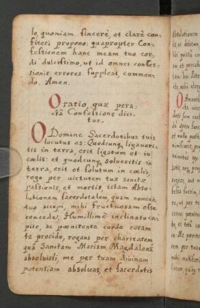 Oratio, quae peractâ Confessione dicitur.