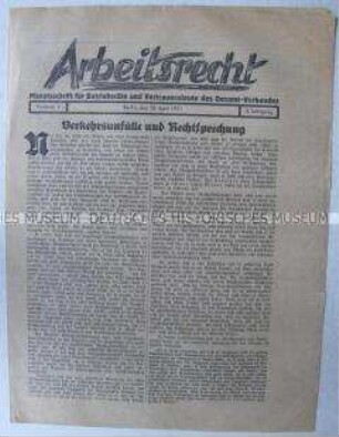 Mitteilungsblatt für Betriebsräte "Arbeitsrecht" zu Versicherungsfragen bei Verkehrsunfällen