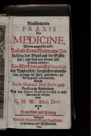 [1]/2: Neuscheinende Praxis Der Medicine. [1]/2