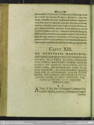 Caput XIII. De Centuriis Magdeburgensibus, Earumque Collectoribus