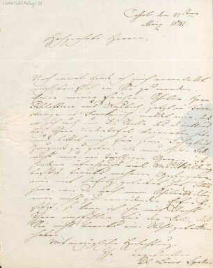 Brief von Louis Spohr an Mainzer Liedertafel