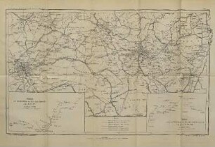 Karte: Skizze zur Eisenbahnfahrt von Paris nach Jüterbogk. 2. bis 6. Juli 1871, sowie von Breslau nach Mannheim vom 28. bis 31. Juli 1870