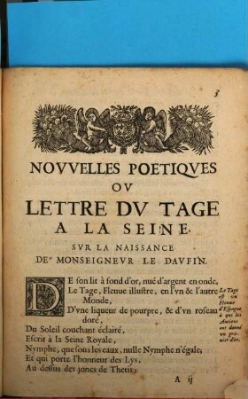 Nouvelles poëtiques, ou Lettre du Tage à la Seine sur la naissance de Monseigneur le Daufin