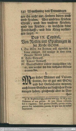Das IX. Capitel. Von Rotten und Spaltungen in der Kirche Gottes