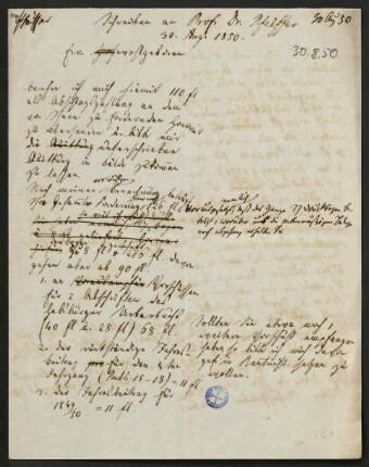 Brief vom 30. August 1850