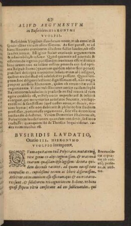 Bvsiridis Lavdatio, Oratio III. Hieronymo Wolfio interprete.