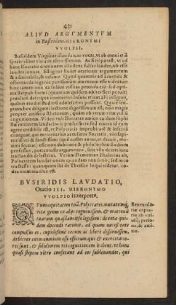 Bvsiridis Lavdatio, Oratio III. Hieronymo Wolfio interprete.