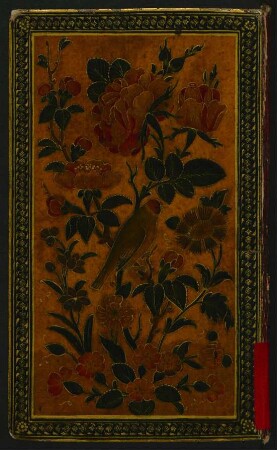 Buchschmuck: Vogel und Blumen (Vorderdeckel)
