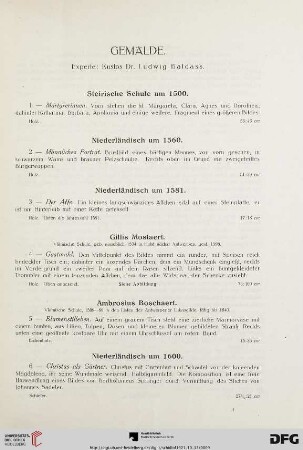 Gemälde (Nr. 1-82)