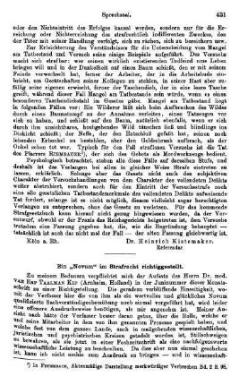 431-438, Ein "Novum" im Strafrecht richtiggestellt