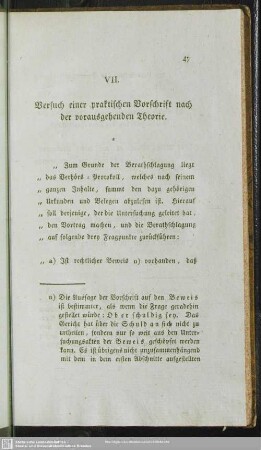 VII. Versuch einer praktischen Vorschrift nach der vorausgehenden Theorie