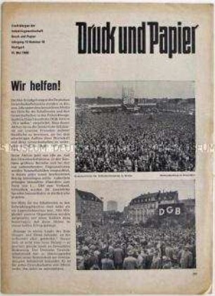 Gewerkschaftszeitung "Druck und Papier" u.a. zu den Mai-Kundgebungen des Deutschen Gewerkschaftsbundes