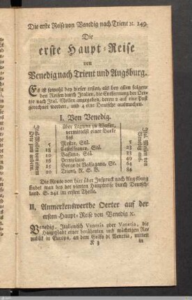 Die erste Haupt-Reise: von Venedig nach Trient und Augsburg.
