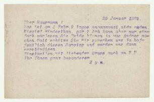 Feldpostkarte von Salomo Friedlaender an Raoul Hausmann. Berlin