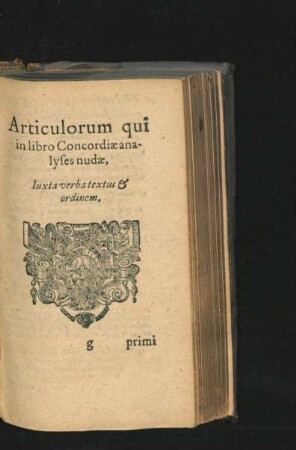 Articulorum qui in libro Concordiae analyses nudae, Iuxta verba textus & ordinem.