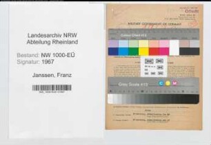 Entnazifizierung Franz Janssen, geb. 05.12.1897 (Spediteur)