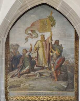 Wandbild: "Gründung der Burg Meißen durch König Heinrich I. im Jahr 929"