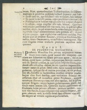Caput I. De Prudentia Monastica