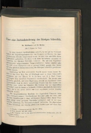 Über eine Zustandsänderung des flüssigen Schwefels