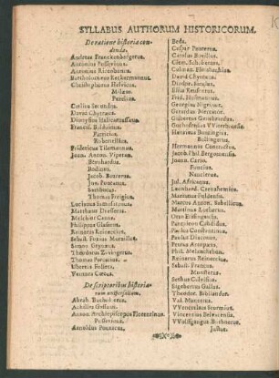 Syllabus Authorum Historicorum.