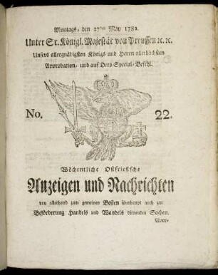 No. 22. Montags, den 27ten May 1782