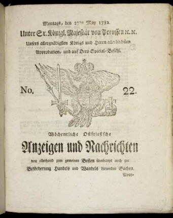 No. 22. Montags, den 27ten May 1782