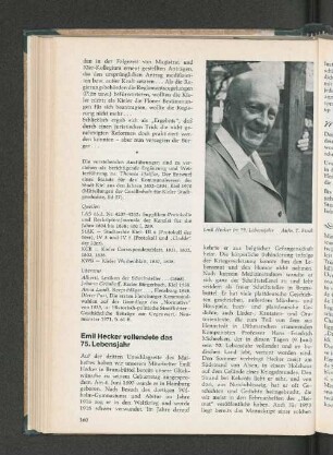 Emil Hecker vollendete das 75. Lebensjahr.