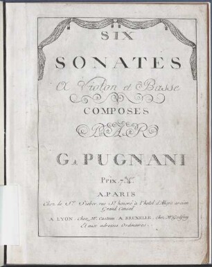 Six sonates a violon et basse